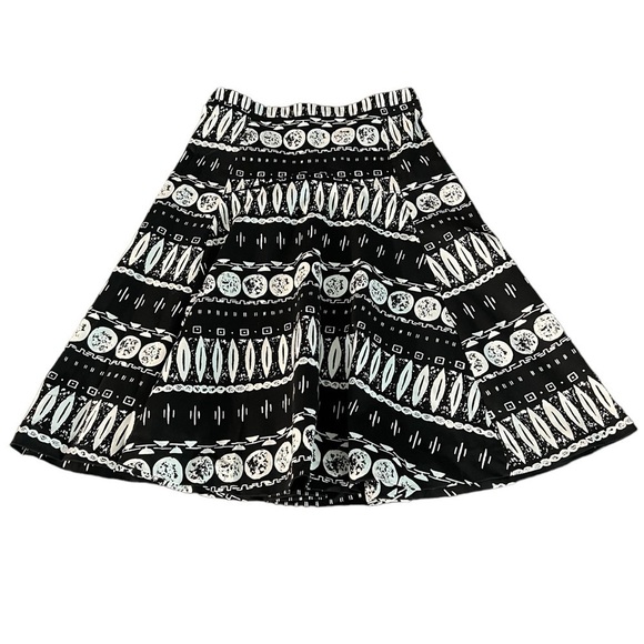 VERONICA BEARD WOODBLOCK PRINT FLARED A-LINE SKIRT SIZE 6 - Picture 10 of 12